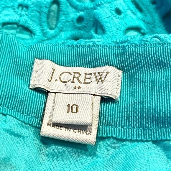 J Crew Women's Turquoise Teal Blue Cotton Short Mini Skirt Retro, Sz 10 - Picture 3 of 3